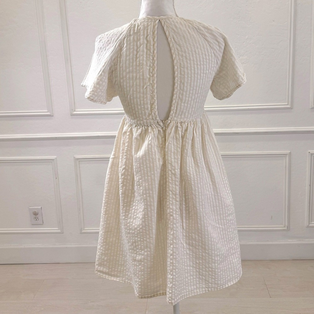 URBAN OUTFITTERS Cream Gingham Puff Sleeve Square Neck Mini‎ Dress S P - Picture 3 of 9